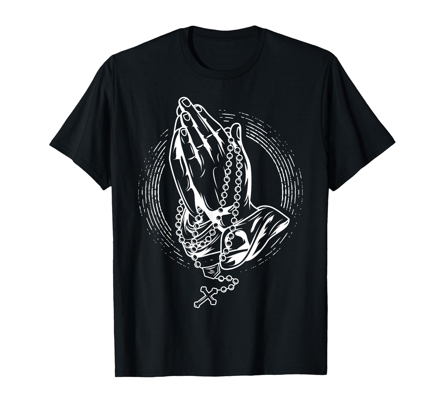 Praying hands with rose and rosary T-Shirt