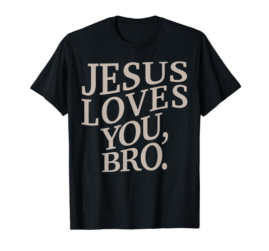 Youth Jesus Loves You Bro Funny Christian Boy Kids Men Faith T-Shirt