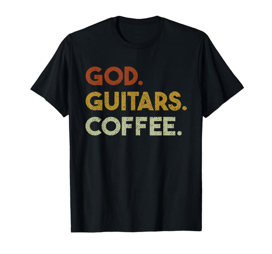 God Guitars Coffee - Christian Men Guitar Worship T-Shirt