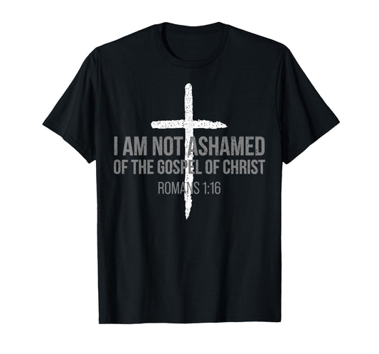 Vintage Not Ashamed Romans 1 16 Christian Jesus Christ Faith T-Shirt