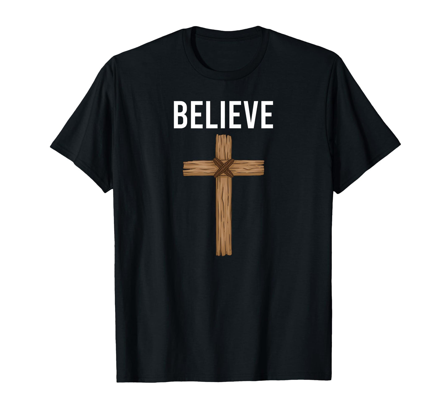 Believe Jesus Christian Cross God Faith Bible Religious T-Shirt
