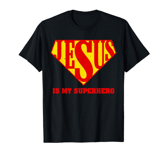 Cute Jesus Design For Boys Men Women Jesus Superhero Faith T-Shirt