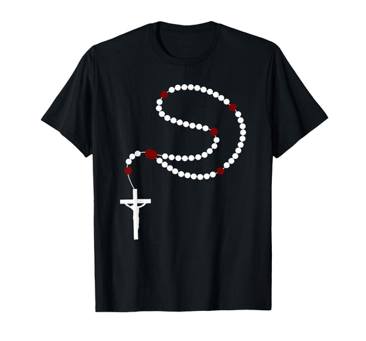 Catholic Rosary Beads Crucifix Christian Faith T-Shirt