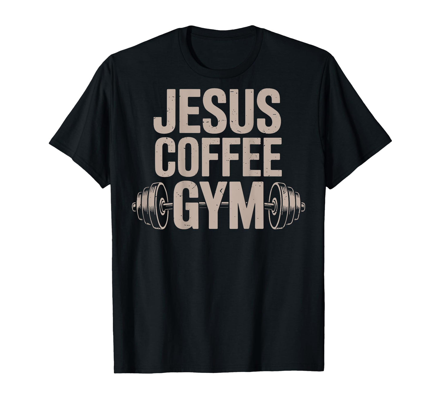 Jesus Coffee Gym Funny Christian Workout Barbell Cross Women T-Shirt