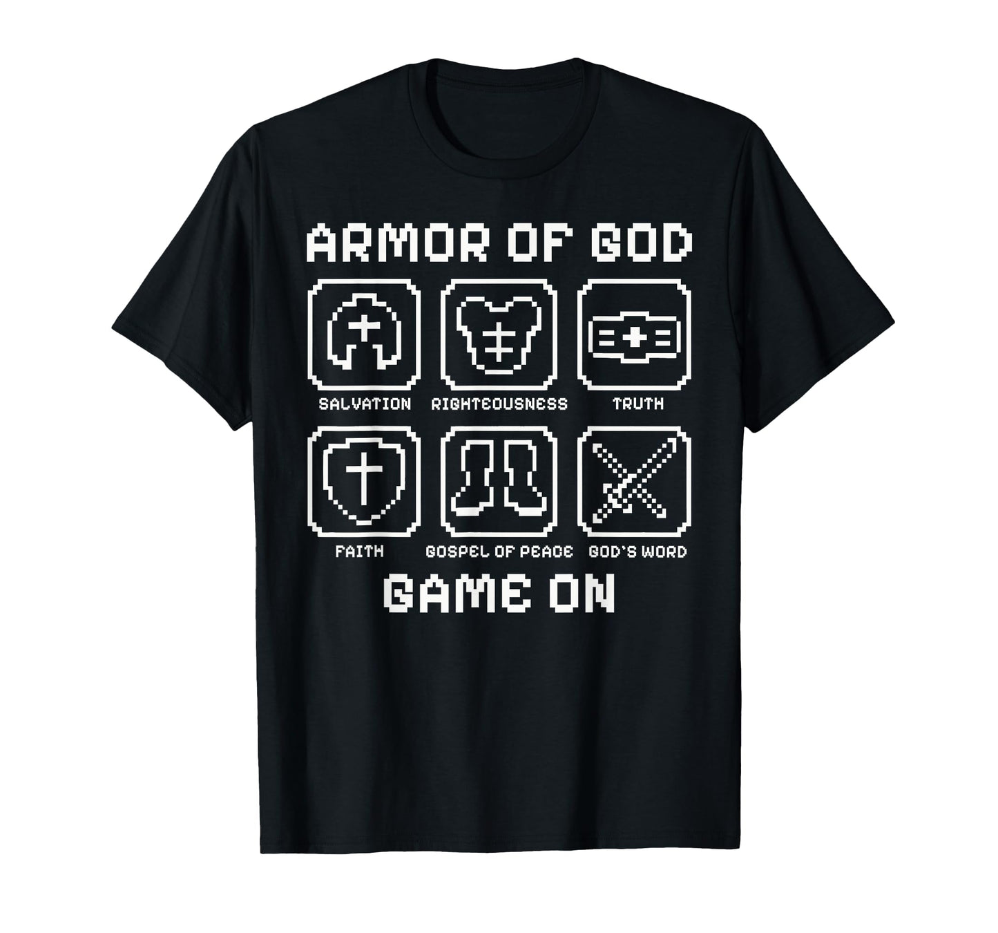 Armor of God Pixel Faith Christian Video Game Gamers Youth T-Shirt
