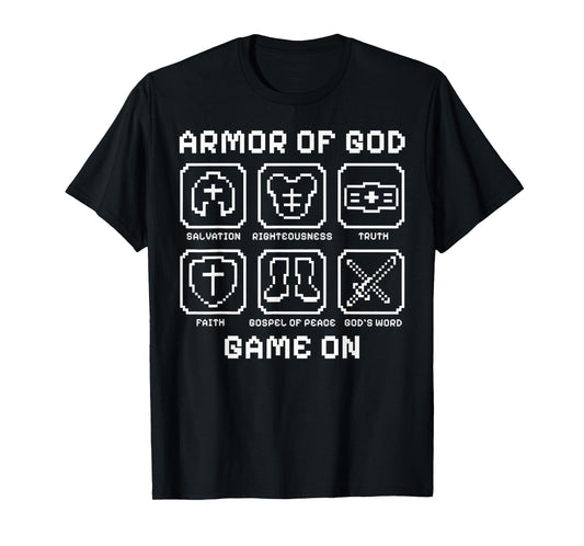 Armor of God Pixel Faith Christian Video Game Gamers Youth T-Shirt