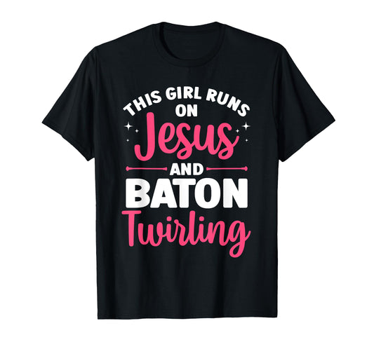 Baton Twirling Art For Women Girls Color Guard Baton Twirler T-Shirt