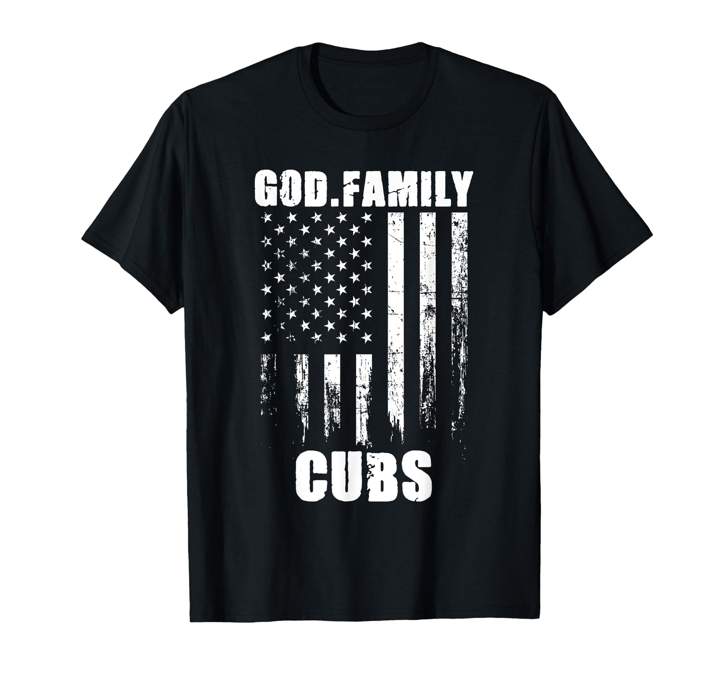God. Family. Cubs. Vintage USA Flag T-Shirt