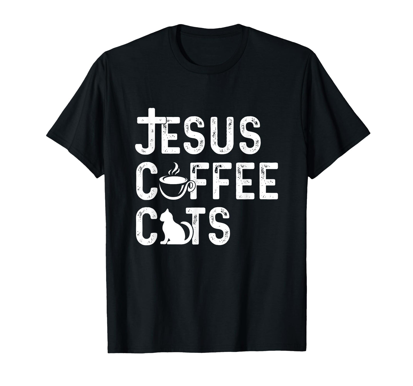 Christian Jesus, Coffee, Cats - Religous Cat Caffeine Lover Men Women Girls Kids T-Shirt