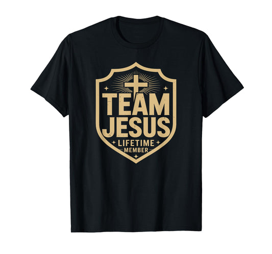 Team Jesus Lifetime Member Coat Of Arms Cross Christian T-Shirt