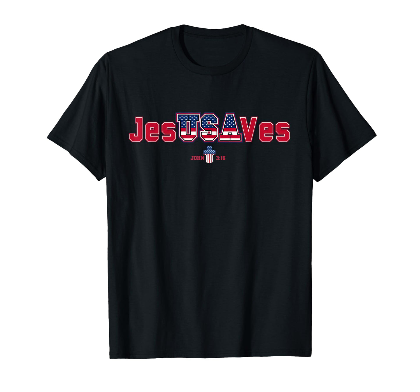 Jesus Saves USA American Flag Patriotic Christian T-Shirt