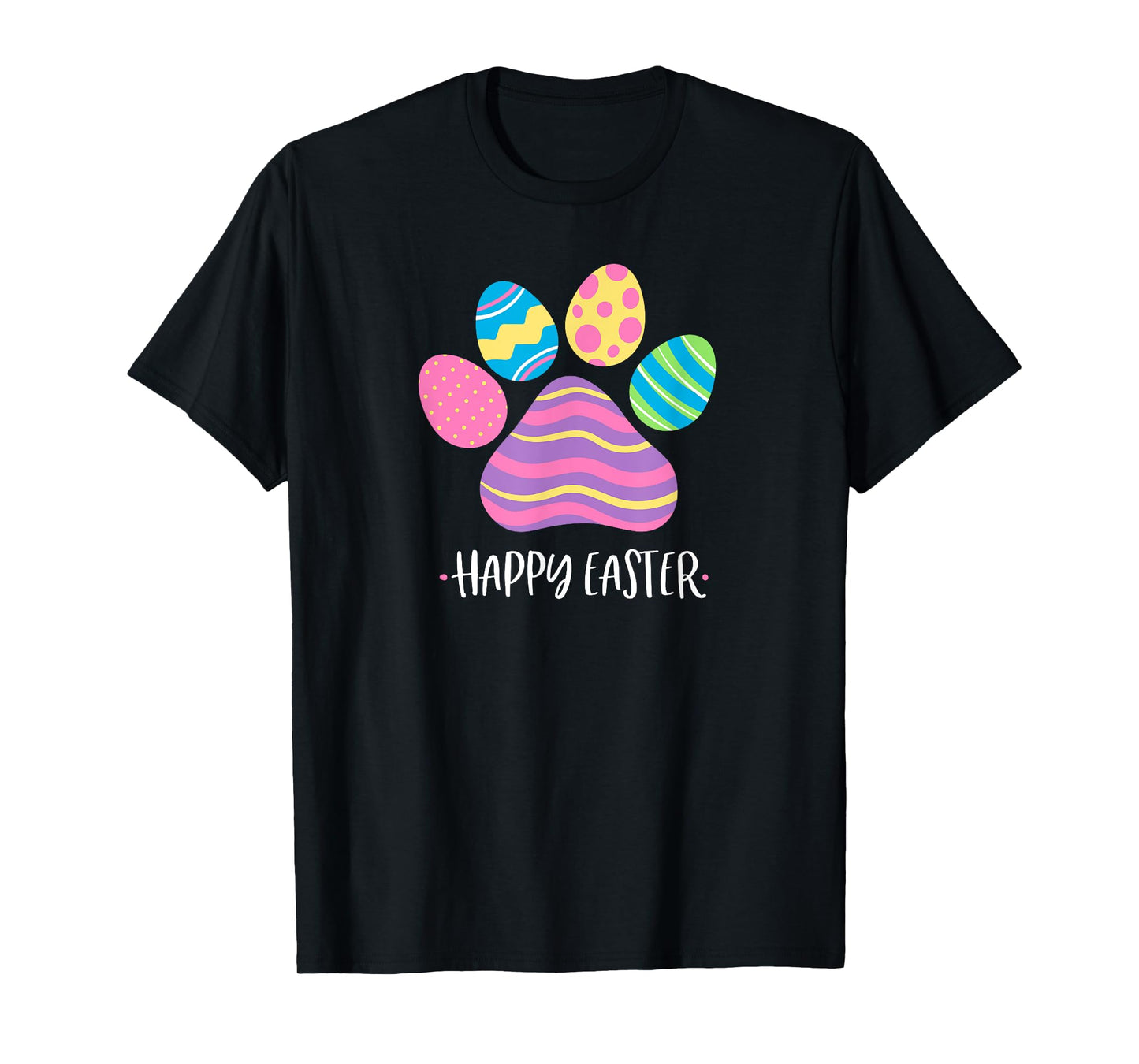Cute Dog Paw Easter Design with Colorful Eggs for Dog Lover T-Shirt