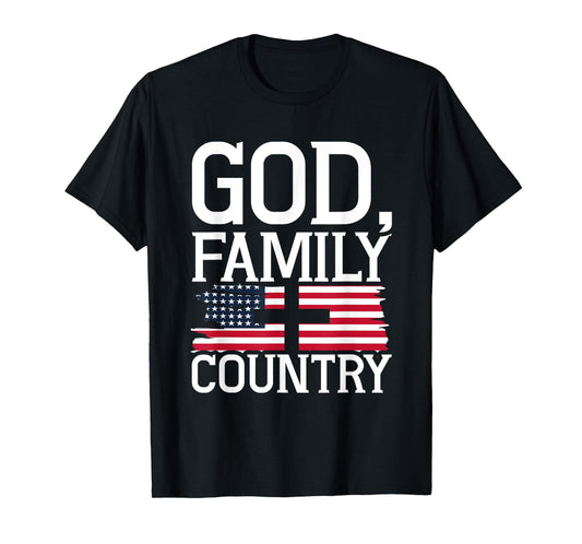 God Family Country US Flag Christian American Prayer T-Shirt