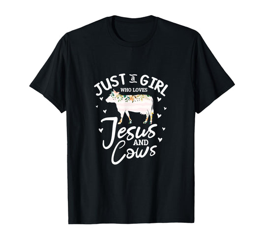 Cow Jesus Christian Just A Girl Who Loves Jesus and Cows T-Shirt