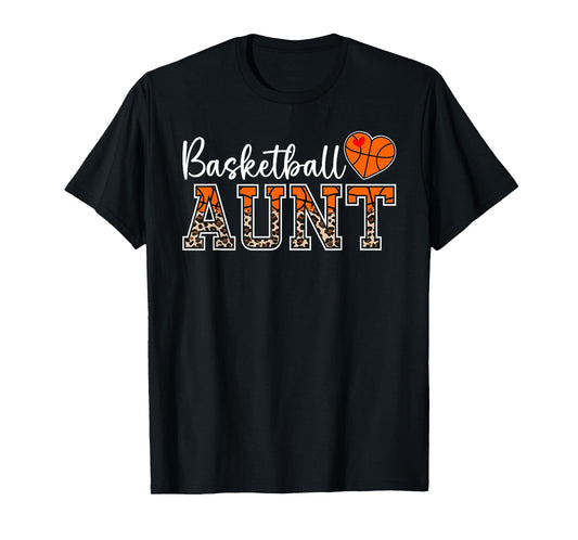 Basketball Aunt Leopard Aunt Of A Basketball Player Auntie T-Shirt