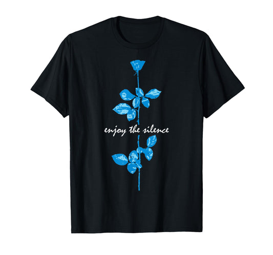 Basic Chilling Funny Quote Enjoy The Silence Retro Blue Rose T-Shirt