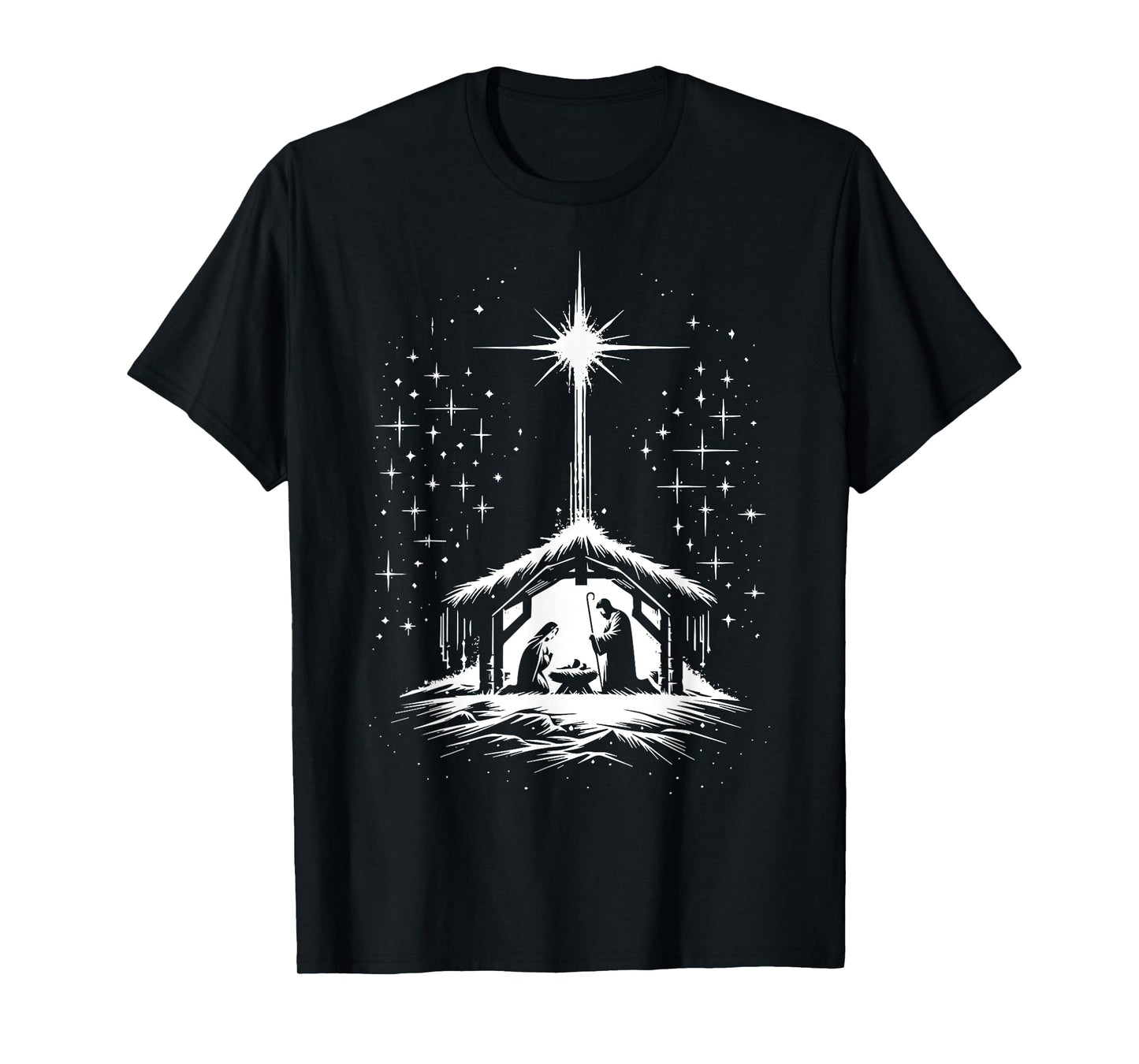 Christmas Nativity Beautiful Scene Star Bethlehem Catholic T-Shirt