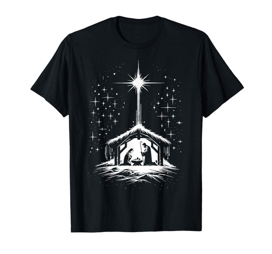 Christmas Nativity Beautiful Scene Star Bethlehem Catholic T-Shirt