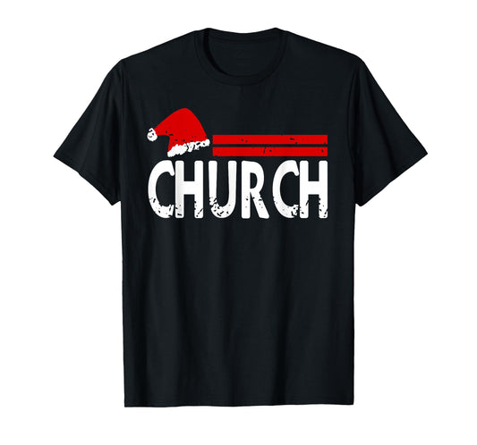 Funny Christmas Church Humor Santa Hat Vibes T-Shirt