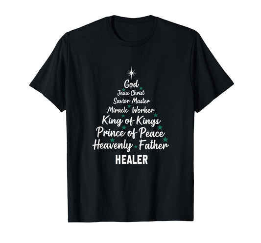 Christmas Tree Bible Names of Jesus Christian Christmas T-Shirt