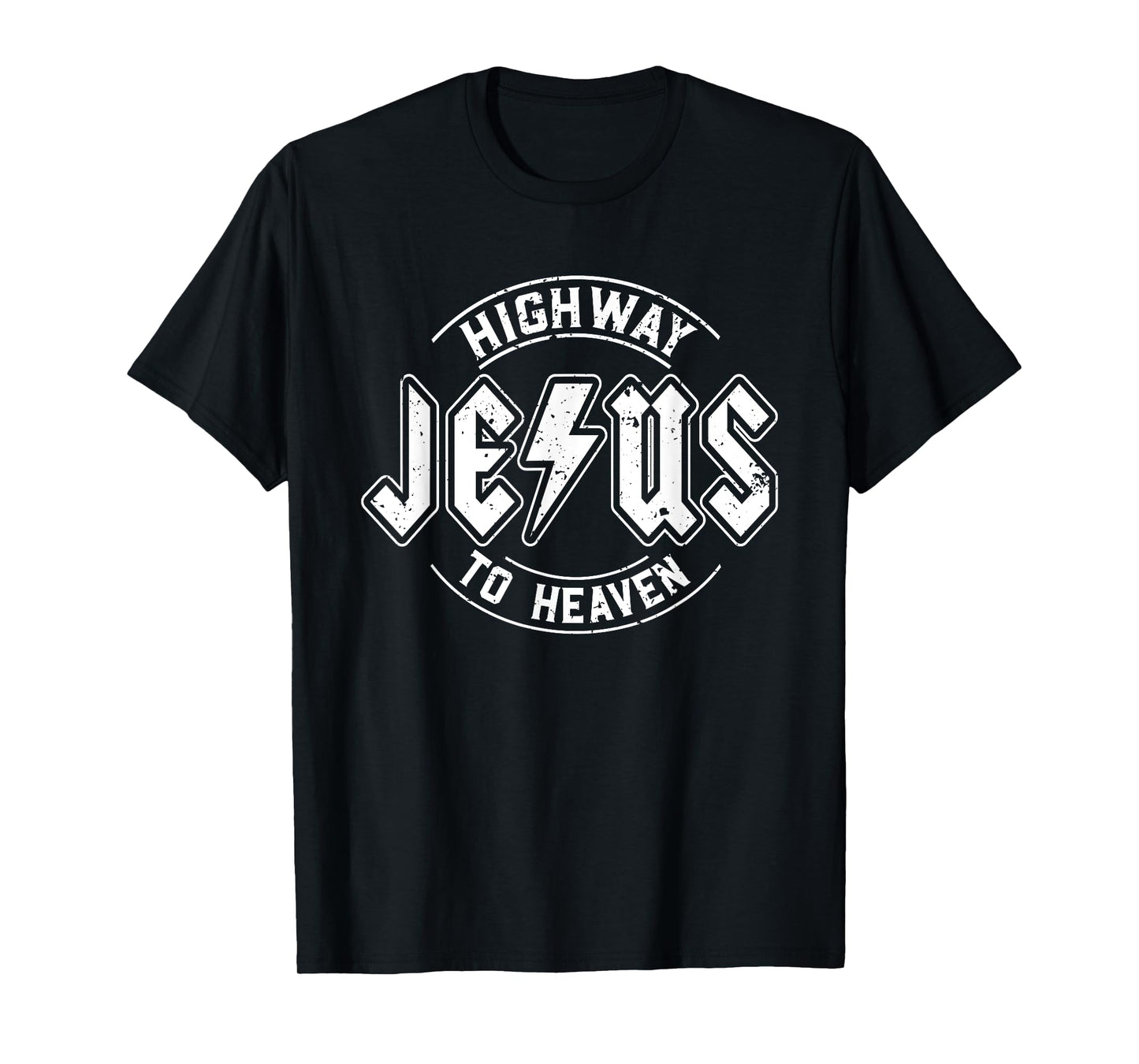 Retro Rock Style Christian Faith Highway to Heaven Jesus T-Shirt