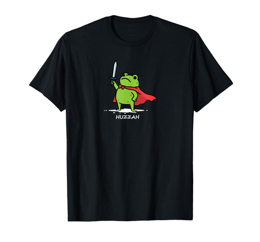 Retro Huzzah Frog Knight Funny Sword Meme Quote Men Women T-Shirt