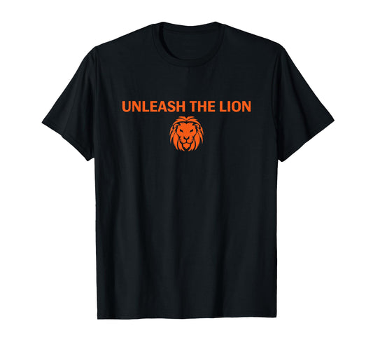 Cool Orange Unleash The Lion Motivational Workout T-Shirt