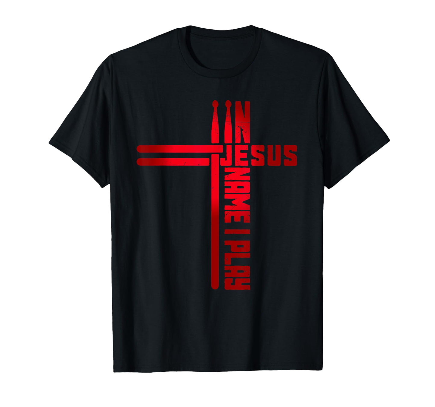 In Jesus Name I Play Drum Drummer Vintage Cross Drumsticks T-Shirt