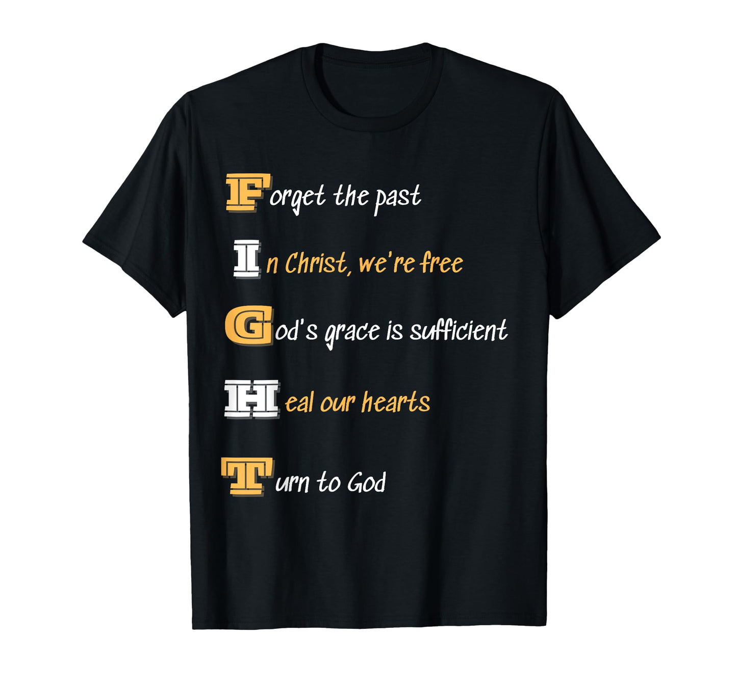 Inspiration Acrostic Fight God's Grace Tee Christian T-Shirt