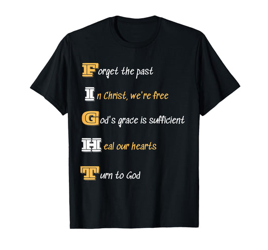 Inspiration Acrostic Fight God's Grace Tee Christian T-Shirt