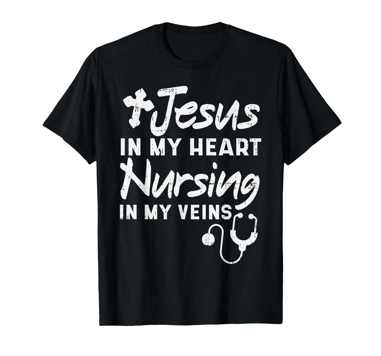 Jesus Heart Nursing Veins Nurse RN God Faith Christian Gift T-Shirt