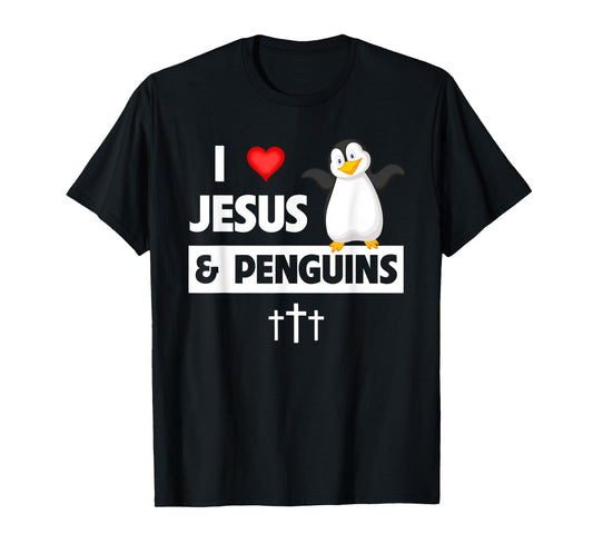 I Love Jesus and Penguins Christian Flightless Bird Bible T-Shirt