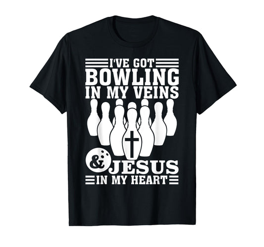 Funny Bowling Gift For Men Women Cute Bowler And Jesus Love T-Shirt
