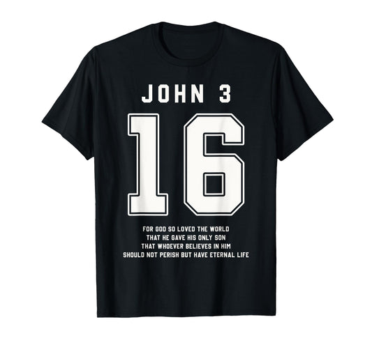 John 3:16 Bible Verse Team Sports Jersey Christian T-Shirt
