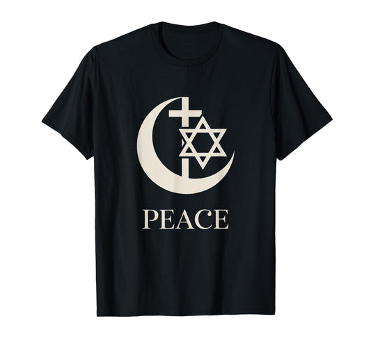 Peace | Crescent Cross Hexagram Interfaith Unity Coexist T-Shirt