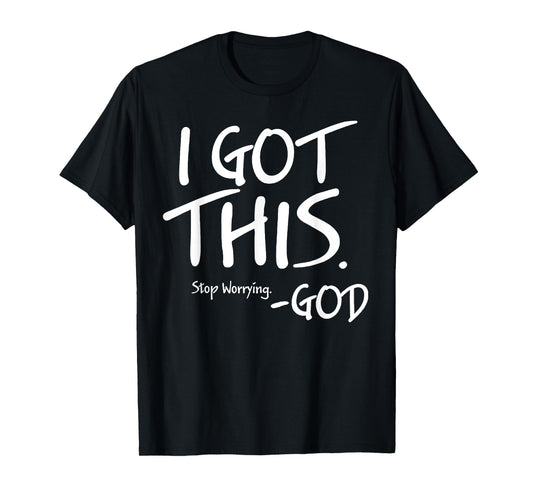 Funny I Got This Stop Worrying God Tee Shirt - Kids Unisex Heather Deep Teal Cotton T-Shirt - Short Sleeve - XS