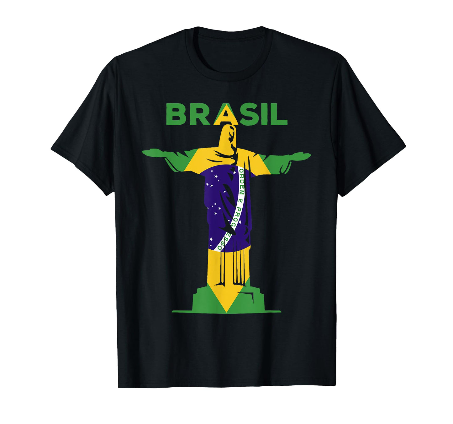 BRASIL - Christ The Redeemer Statue & Brazilian FLAG Pride T-Shirt