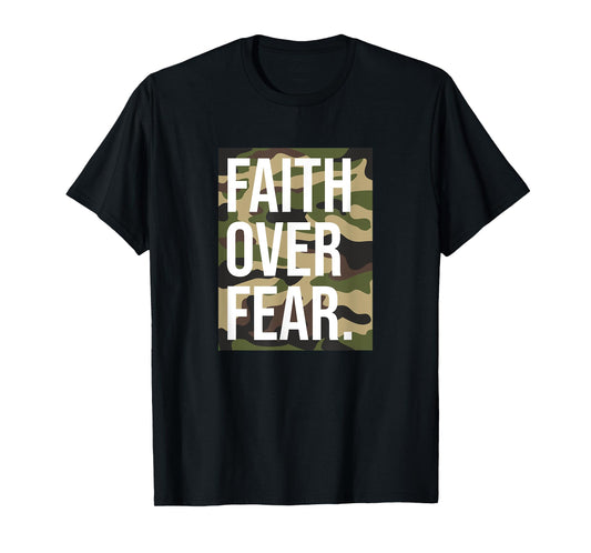 Faith Over Fear Christian Prayer Retro Camouflage Camo T-Shirt