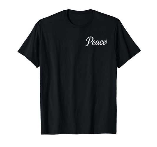 Peace Cross Script Christian Inspirational Design T-Shirt