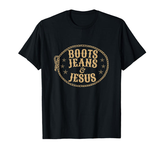 Cute Boots Jeans And Jesus Cowgirl Christian Country Western T-Shirt