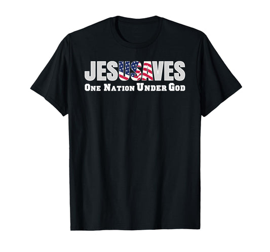 Jesus Saves USA One Nation Under God Christian Bible Pray T-Shirt