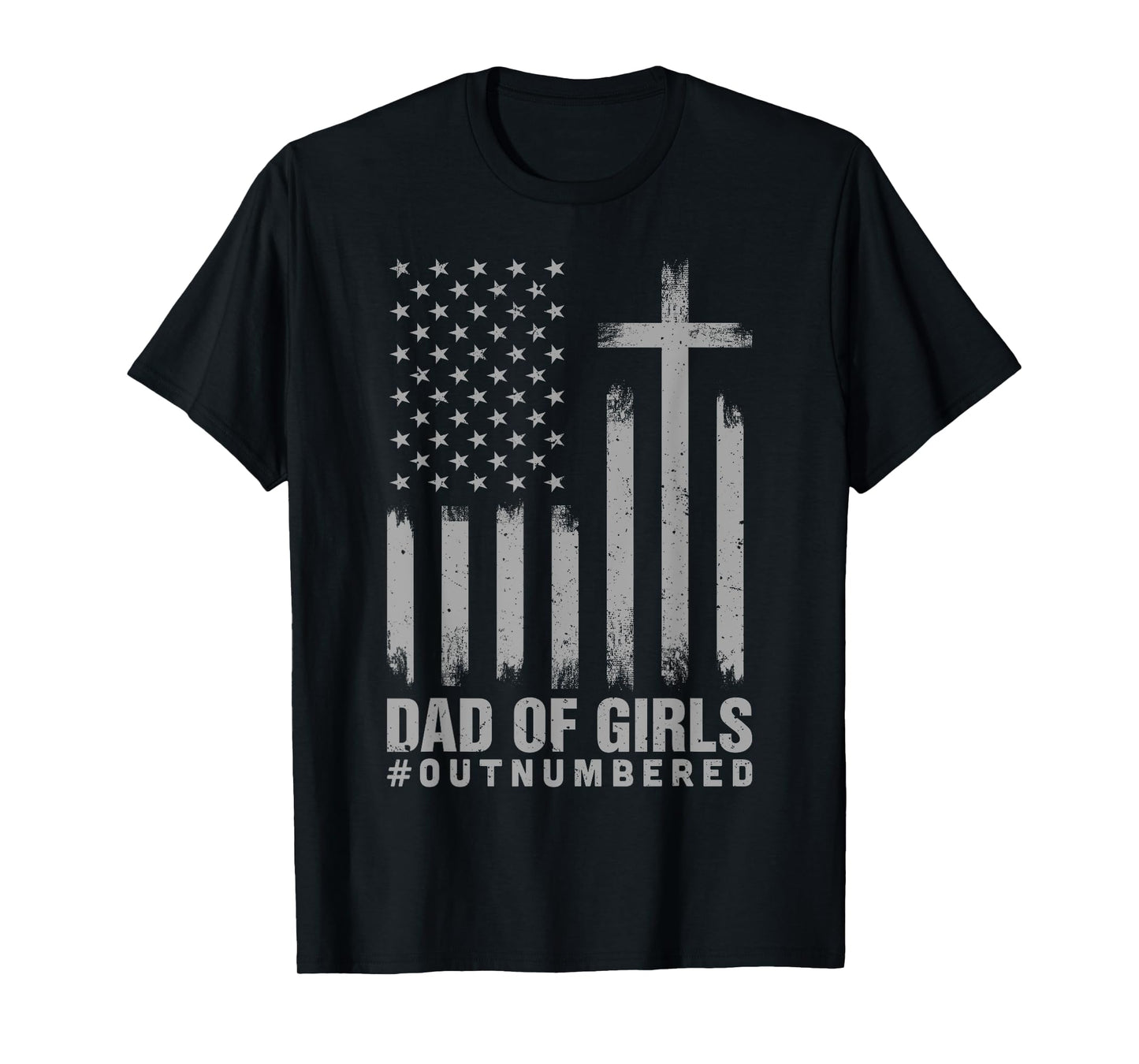 Vintage Christian Dad Fathers Day Dad of Girls Outnumbered T-Shirt