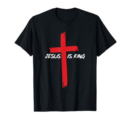 Jesus is King Cross - Faith Based Bible Verse Religious T-Shirt