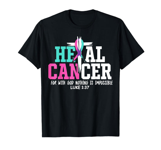 Heal Cancer Believe God Christian Thyroid Cancer Awareness T-Shirt