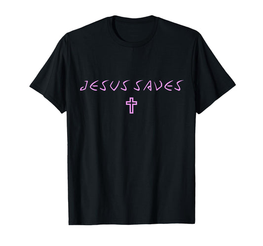 Womens Jesus Saves Cross Subtle Christian Minimal God Faith T-Shirt