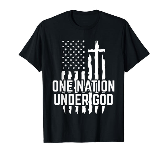 One Nation Under God Jesus Blessed American Flag T-Shirt