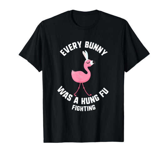 Easter Every Bunny Was A Kung Fu Fighting Flamingo Kids T-Shirt
