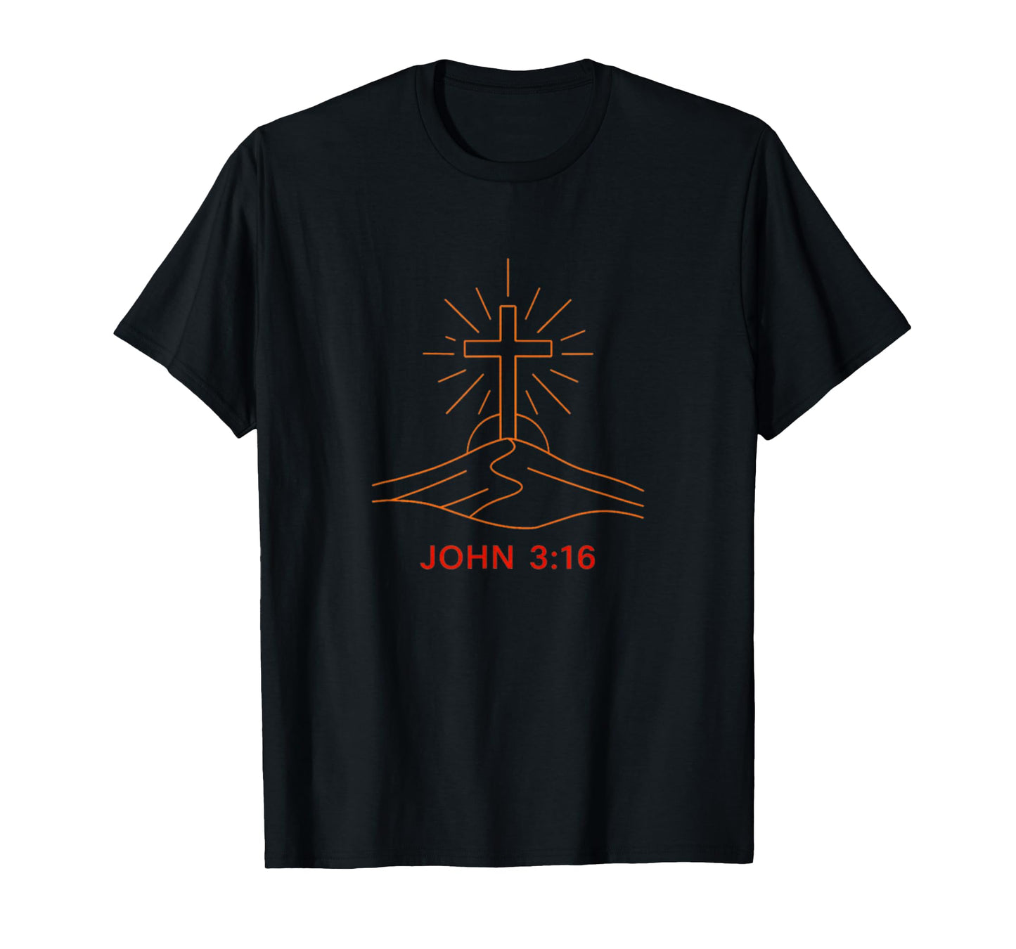Christian Cross John 3:16 Scripture Glowing Cross at Sunrise T-Shirt