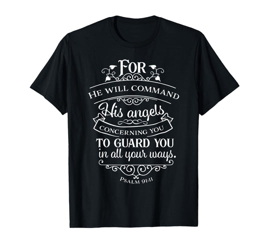 Psalm 91:11 Graphic Bible Verse T Shirt T-Shirt