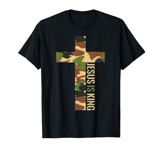 Jesus Is King Cross Christian Camo Camouflage Hunting God T-Shirt